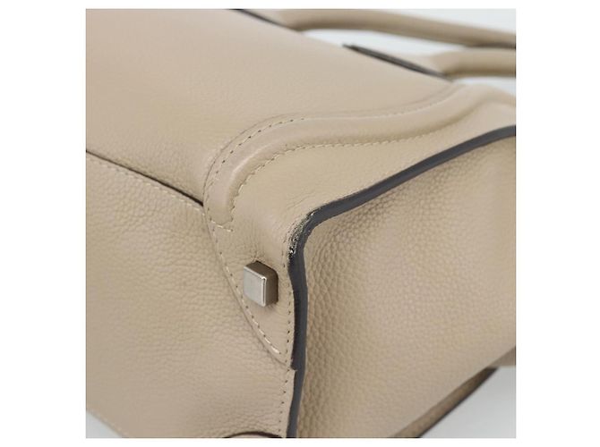 Céline CELINE Luggage Micro Shopper Hand Bag Leather Beige - vista 15