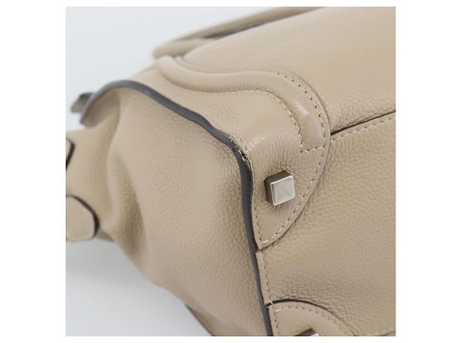 Céline CELINE Luggage Micro Shopper Hand Bag Leather Beige - vista 16