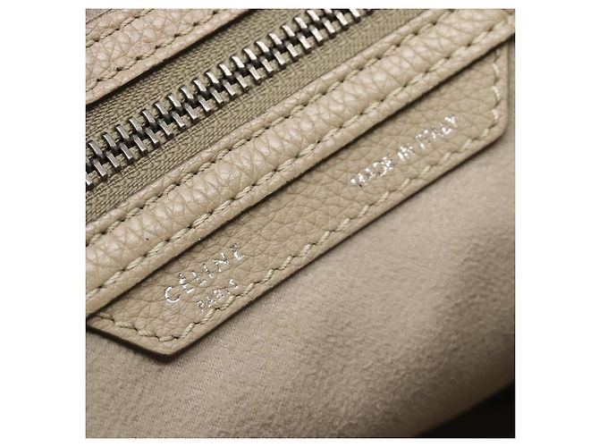 Céline CELINE Luggage Micro Shopper Hand Bag Leather Beige - vista 17