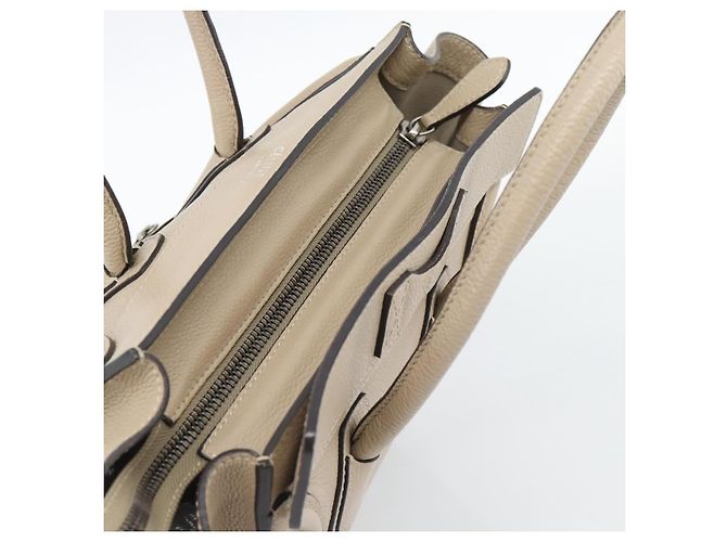 Céline CELINE Luggage Micro Shopper Hand Bag Leather Beige - vista 6