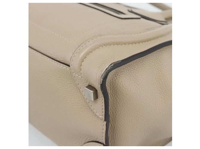 Céline CELINE Luggage Micro Shopper Hand Bag Leather Beige - vista 9