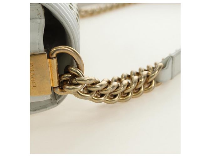 CHANEL Chain Boy Chanel Shoulder Bag Leather White Gold CC - vista 10