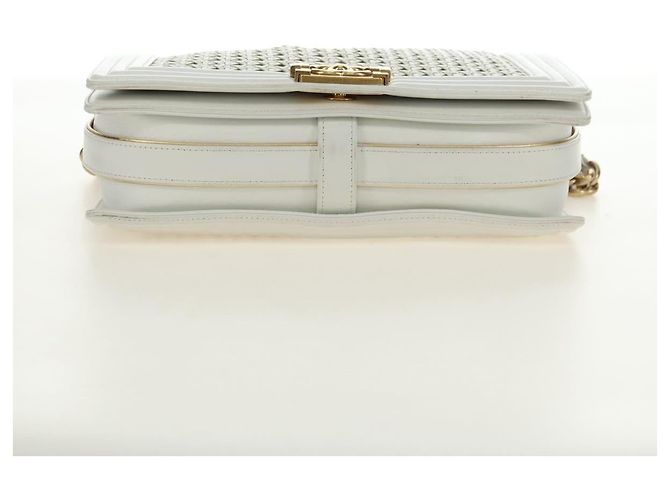 CHANEL Chain Boy Chanel Shoulder Bag Leather White Gold CC - vista 11