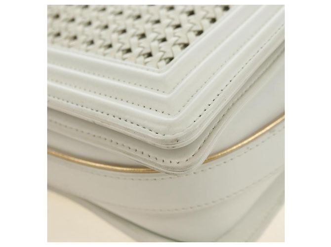 CHANEL Chain Boy Chanel Shoulder Bag Leather White Gold CC - vista 13