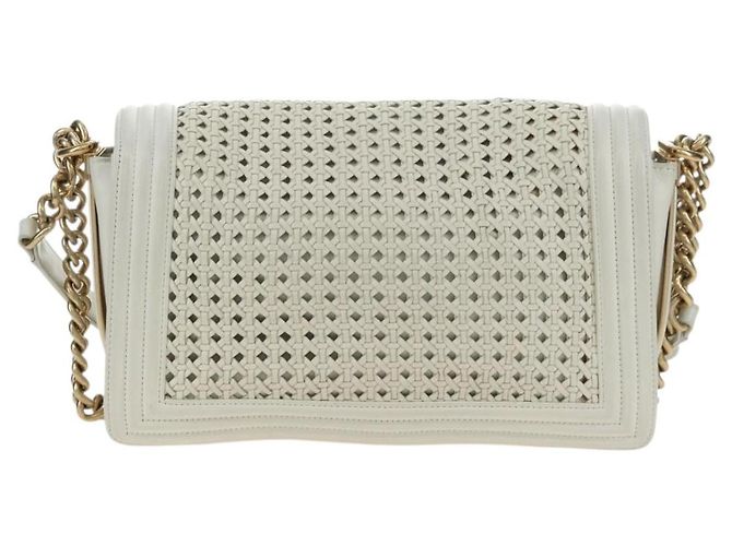 CHANEL Chain Boy Chanel Shoulder Bag Leather White Gold CC - vista 3