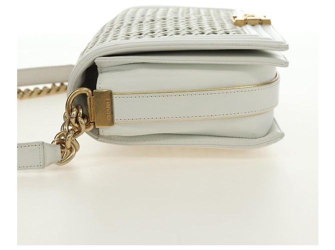 CHANEL Chain Boy Chanel Shoulder Bag Leather White Gold CC - vista 4