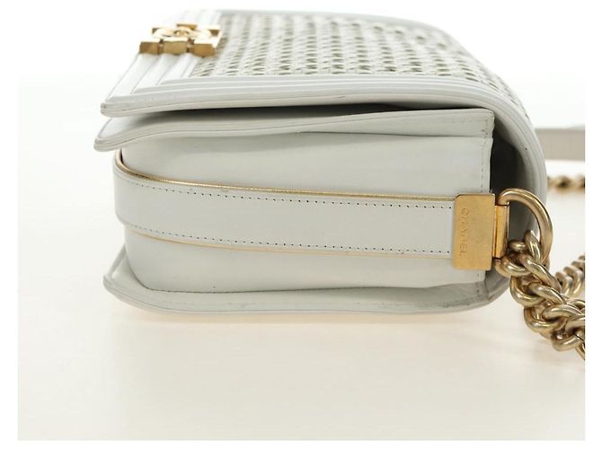 CHANEL Chain Boy Chanel Shoulder Bag Leather White Gold CC - vista 5