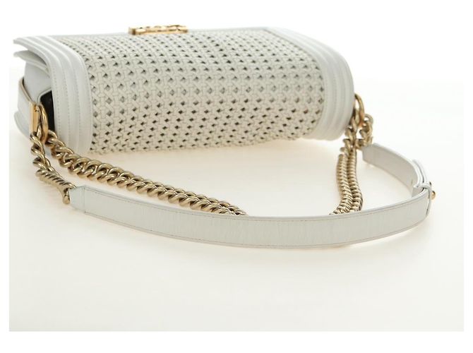 CHANEL Chain Boy Chanel Shoulder Bag Leather White Gold CC - vista 7