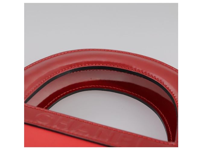 CHANEL Mademoiselle Choco Bar line Tote Bag Leather Red CC - vista 14