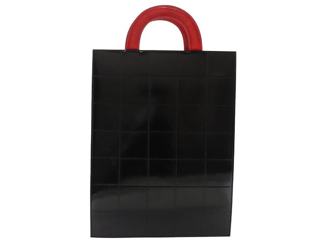 CHANEL Mademoiselle Choco Bar line Tote Bag Leather Red CC - vista 4