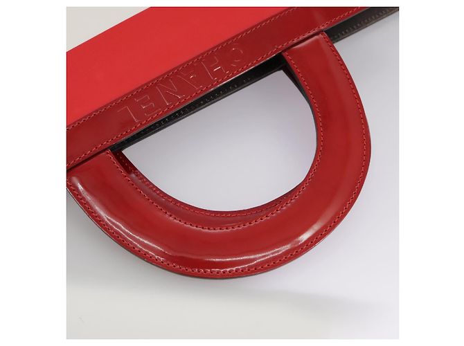 CHANEL Mademoiselle Choco Bar line Tote Bag Leather Red CC - vista 9