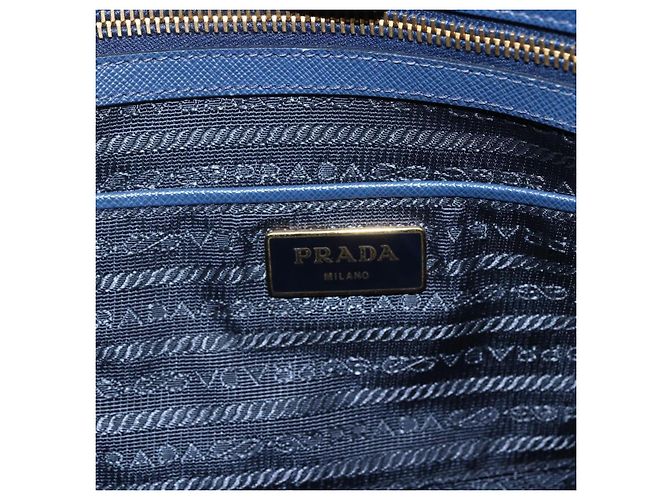 PRADA Hand Bag Safiano leather Blue Gold - vista 18