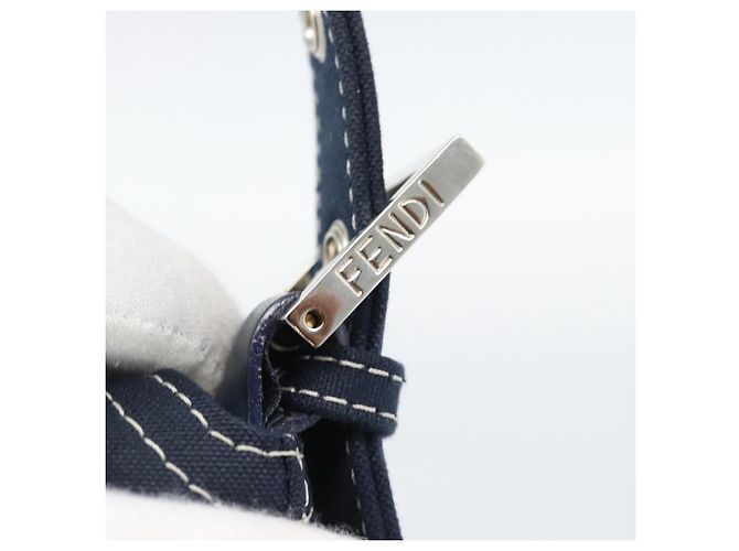 FENDI Mamma Baguette Shoulder Bag Canvas Navy Silver - vista 10
