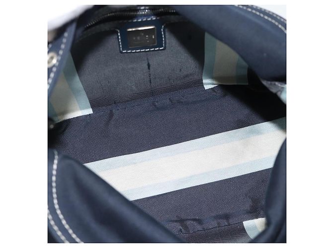 FENDI Mamma Baguette Shoulder Bag Canvas Navy Silver - vista 11