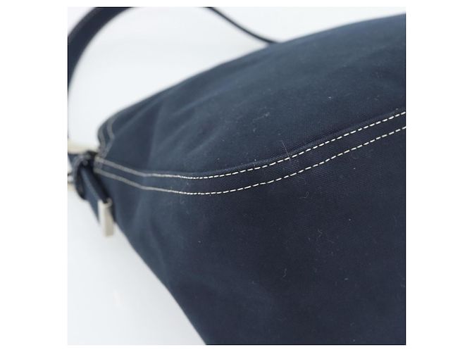 FENDI Mamma Baguette Shoulder Bag Canvas Navy Silver - vista 16