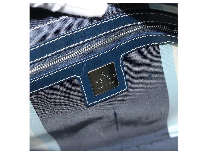 FENDI Mamma Baguette Shoulder Bag Canvas Navy Silver - vista 17