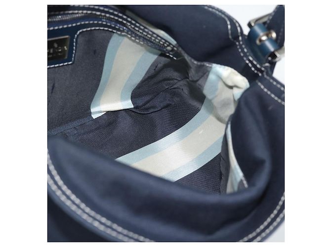 FENDI Mamma Baguette Shoulder Bag Canvas Navy Silver - vista 18