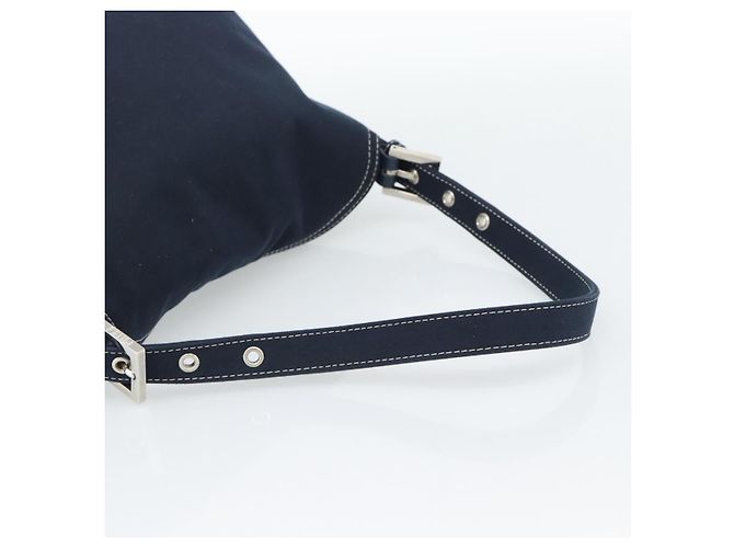 FENDI Mamma Baguette Shoulder Bag Canvas Navy Silver - vista 7