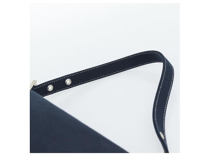 FENDI Mamma Baguette Shoulder Bag Canvas Navy Silver - vista 8