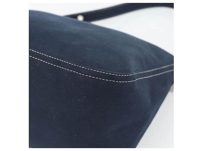 FENDI Mamma Baguette Shoulder Bag Canvas Navy Silver - vista 9