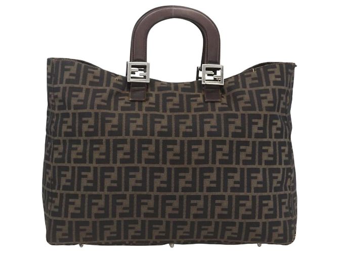 FENDI Zucca Canvas Hand Bag Black Brown - vista 2