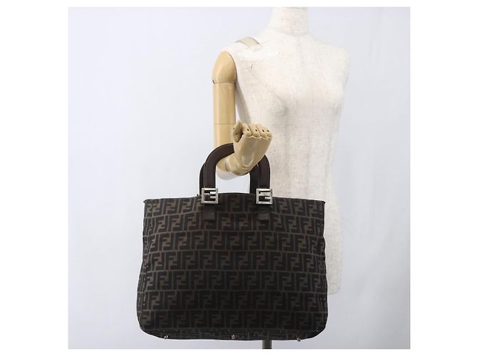 FENDI Zucca Canvas Hand Bag Black Brown - vista 20