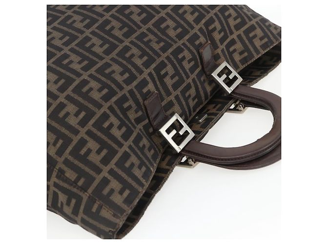 FENDI Zucca Canvas Hand Bag Black Brown - vista 6