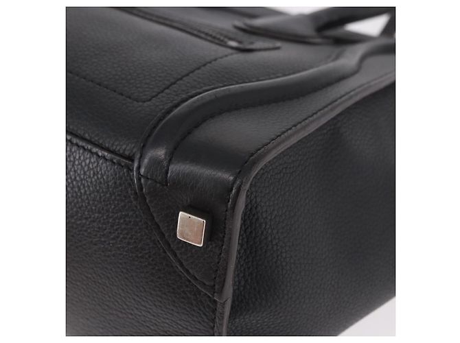 Céline CELINE Luggage Micro Shopper Hand Bag Leather Black Silver - vista 14