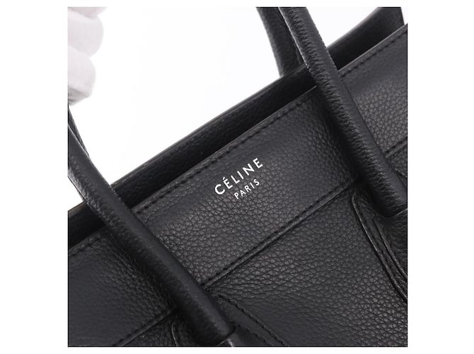 Céline CELINE Luggage Micro Shopper Hand Bag Leather Black Silver - vista 17