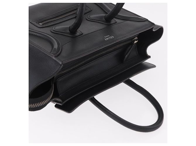 Céline CELINE Luggage Micro Shopper Hand Bag Leather Black Silver - vista 6