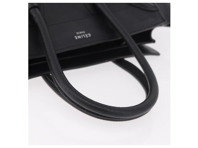 Céline CELINE Luggage Micro Shopper Hand Bag Leather Black Silver - vista 7