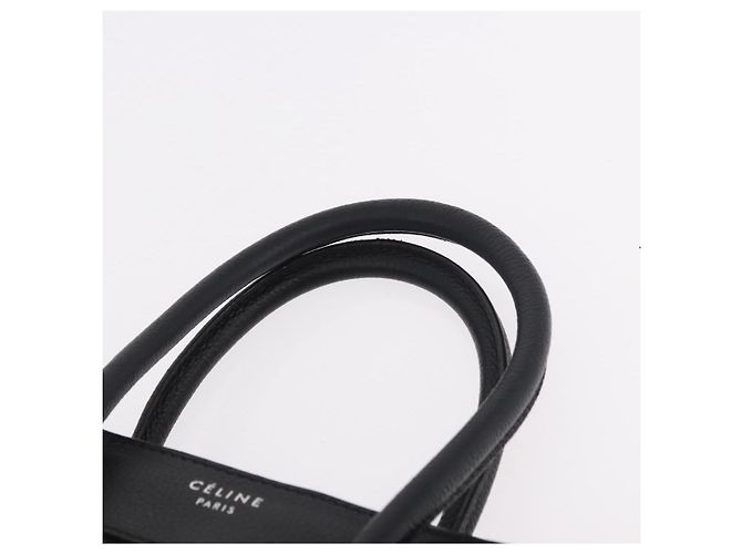 Céline CELINE Luggage Micro Shopper Hand Bag Leather Black Silver - vista 8