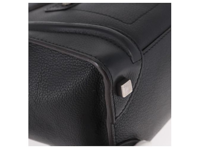 Céline CELINE Luggage Micro Shopper Hand Bag Leather Black Silver - vista 9