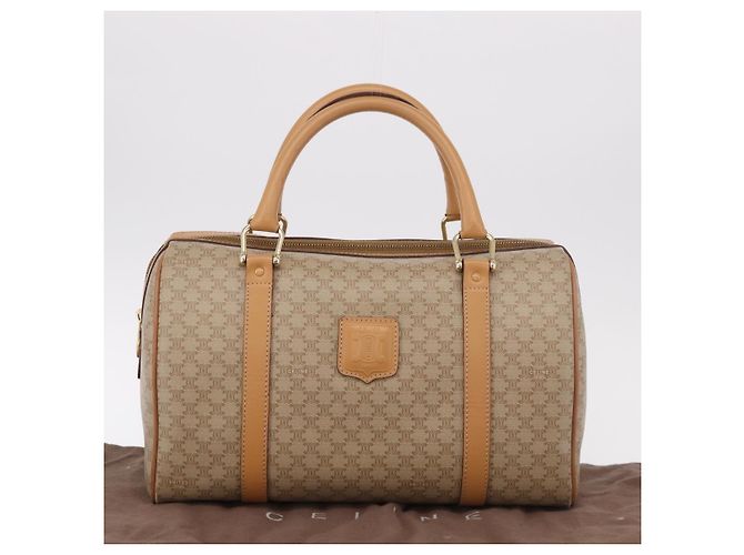 Céline CELINE Macadam Canvas Boston Bag PVC Beige Gold - vista 12