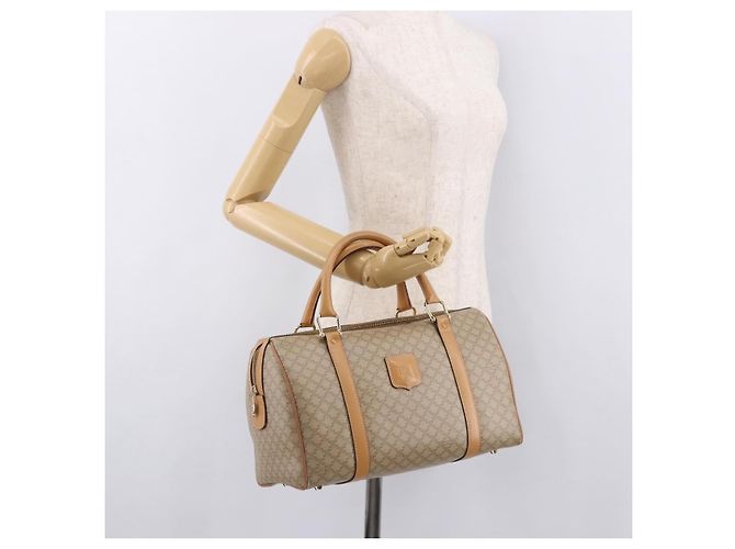 Céline CELINE Macadam Canvas Boston Bag PVC Beige Gold - vista 24