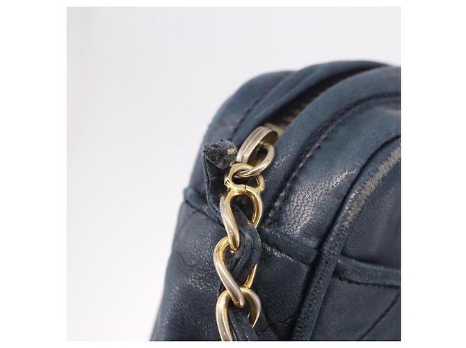 CHANEL Matelasse Chain Shoulder Bag Lamb Skin Navy Gold CC - vista 11