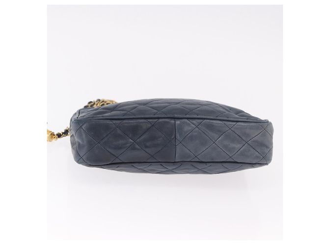 CHANEL Matelasse Chain Shoulder Bag Lamb Skin Navy Gold CC - vista 14