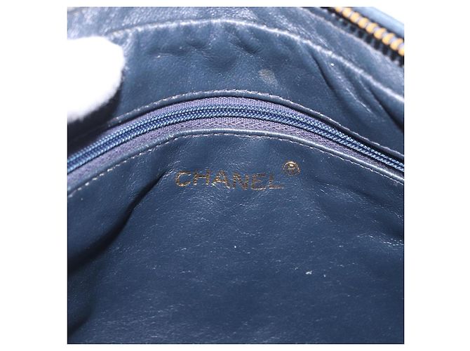 CHANEL Matelasse Chain Shoulder Bag Lamb Skin Navy Gold CC - vista 19
