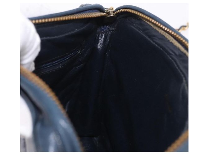 CHANEL Matelasse Chain Shoulder Bag Lamb Skin Navy Gold CC - vista 21