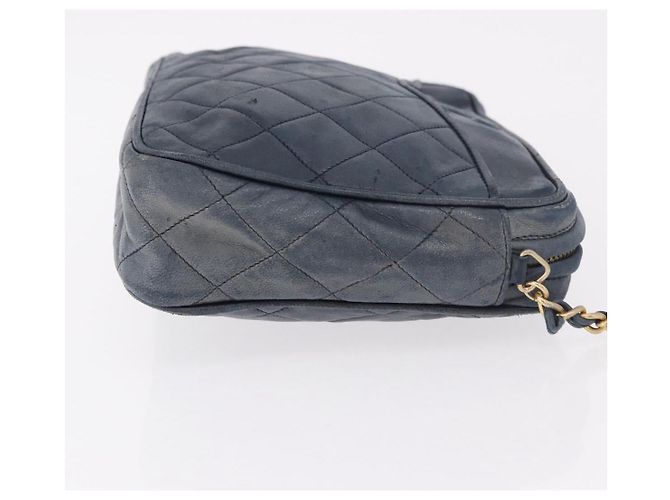 CHANEL Matelasse Chain Shoulder Bag Lamb Skin Navy Gold CC - vista 4