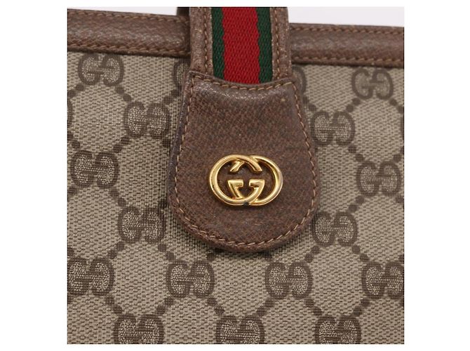 GUCCI GG Supreme Web Sherry Line Shoulder Bag PVC Beige Gold - vista 14