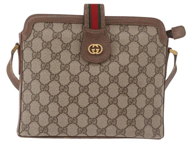 GUCCI GG Supreme Web Sherry Line Shoulder Bag PVC Beige Gold - vista 2