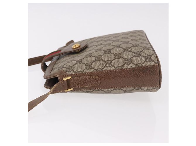 GUCCI GG Supreme Web Sherry Line Shoulder Bag PVC Beige Gold - vista 5