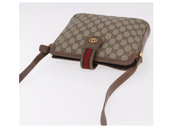 GUCCI GG Supreme Web Sherry Line Shoulder Bag PVC Beige Gold - vista 6