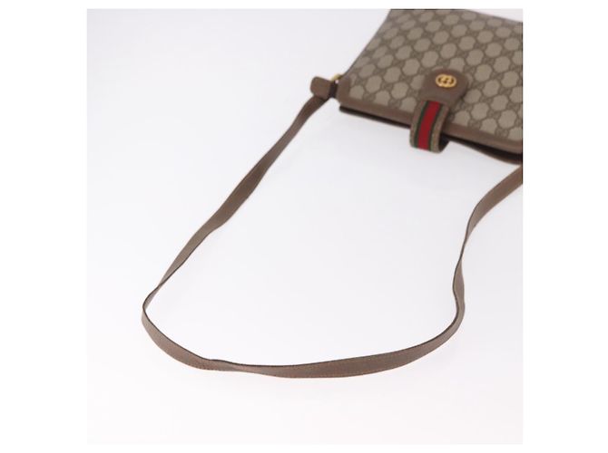 GUCCI GG Supreme Web Sherry Line Shoulder Bag PVC Beige Gold - vista 7