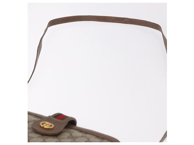 GUCCI GG Supreme Web Sherry Line Shoulder Bag PVC Beige Gold - vista 8
