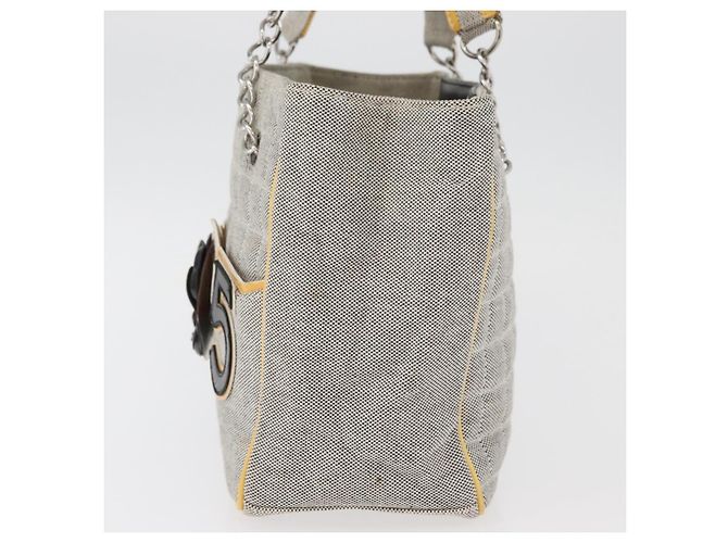 CHANEL Choco Bar Chain Shoulder Bag Canvas Gray Silver CC - vista 4