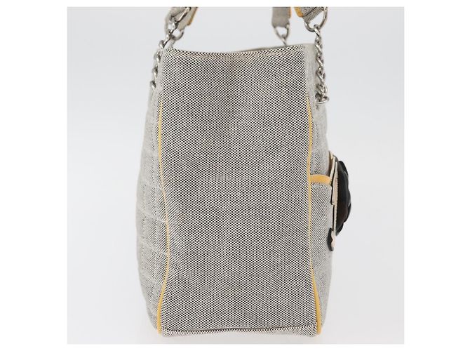 CHANEL Choco Bar Chain Shoulder Bag Canvas Gray Silver CC - vista 6
