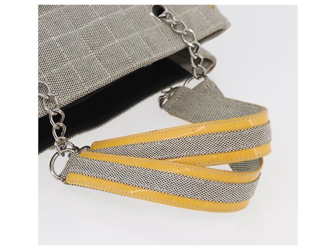 CHANEL Choco Bar Chain Shoulder Bag Canvas Gray Silver CC - vista 8