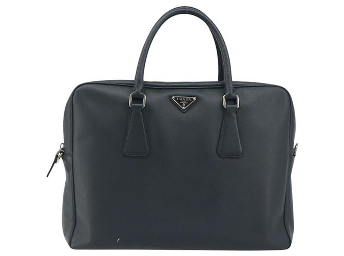 PRADA Business Bag Saffiano leather Navy Silver - vista 2